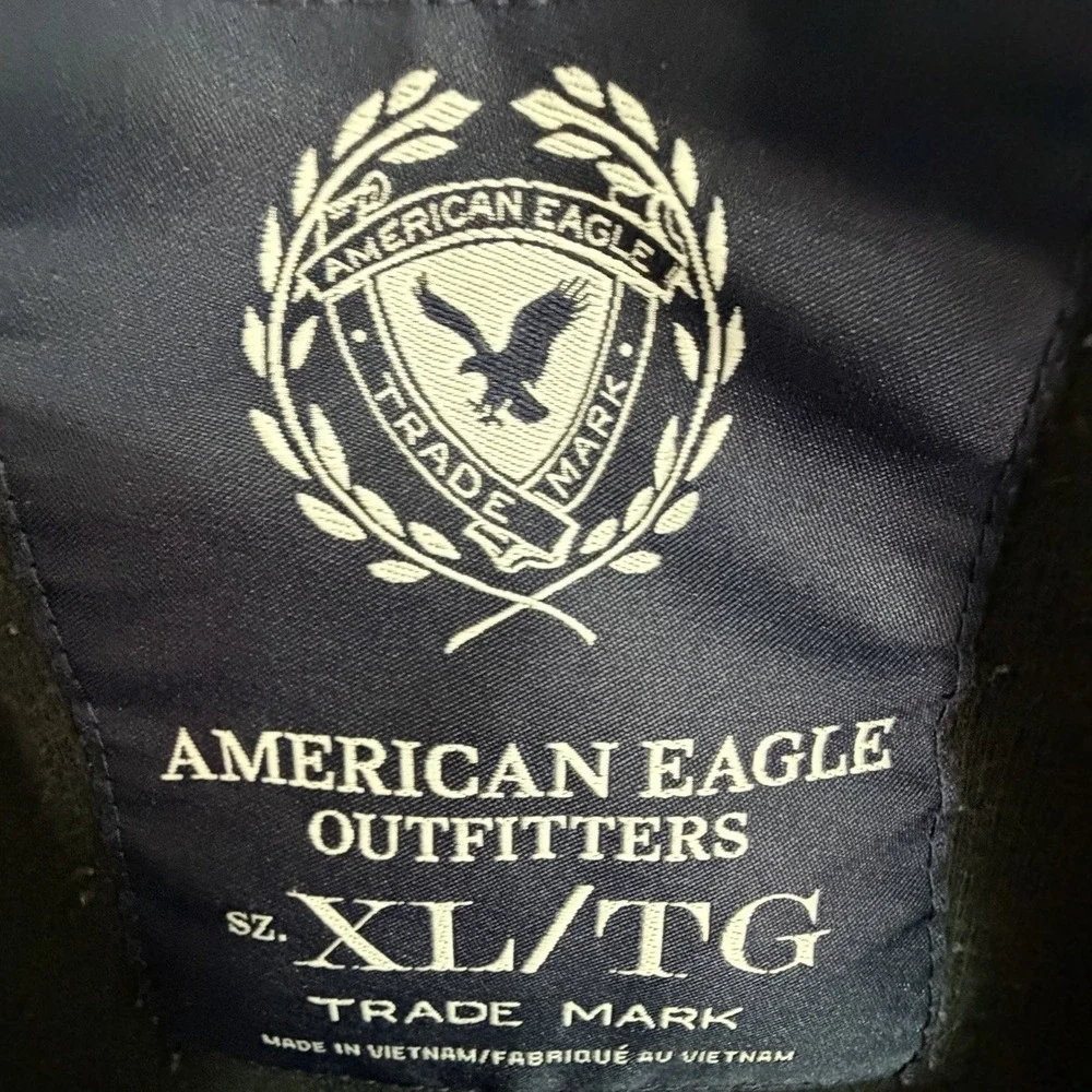 American Eagle Men's Charcoal Gray Mock Neck Pullover‎ Sweater XL Preppy Money